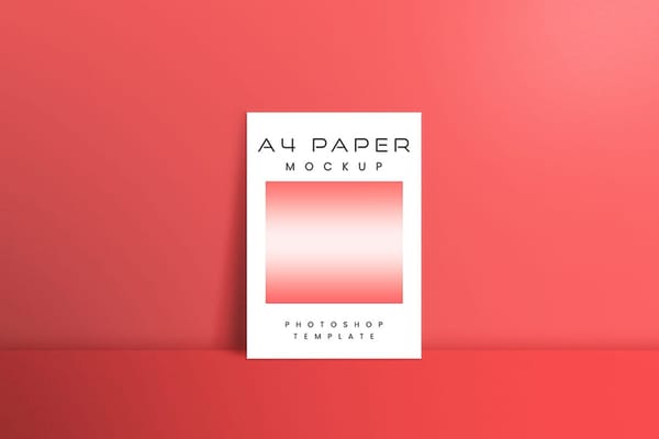 Realistic Poster Mockup Red Background