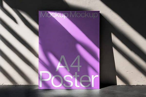 Realistic Shadow Overlay A4 Poster Mockup