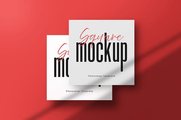 Realistic Square Mockup Red Background