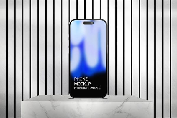 Realistic iPhone Mockup On Marble Podium