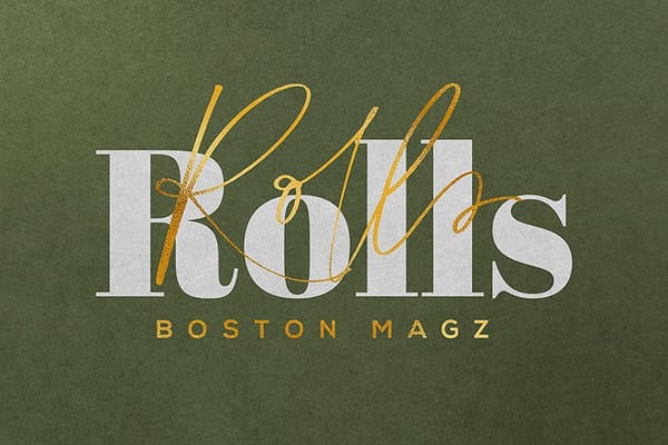 Rolls Boston Magz Green Paper Logo Mockup