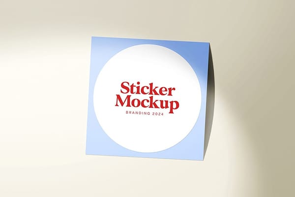 Single Sticker Mockup with Realistic Shadow