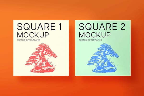 Photoshop Square Mockup With Orange Background