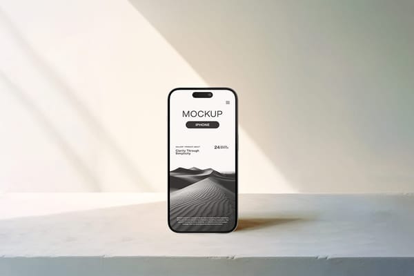 Stand Iphone Mockup With Shades Of Shadow