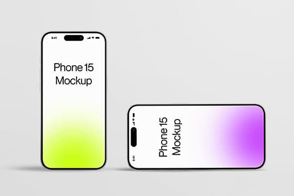 Photoshop Stand Phone 15 & Tilt Phone 15 Mockup