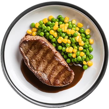 Sticker Overhead View Blackpepper Sauce Tenderloin Beef Steak With Corn