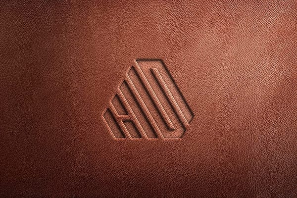 Photoshop Suede Brown Branding Leather Logo Mockup