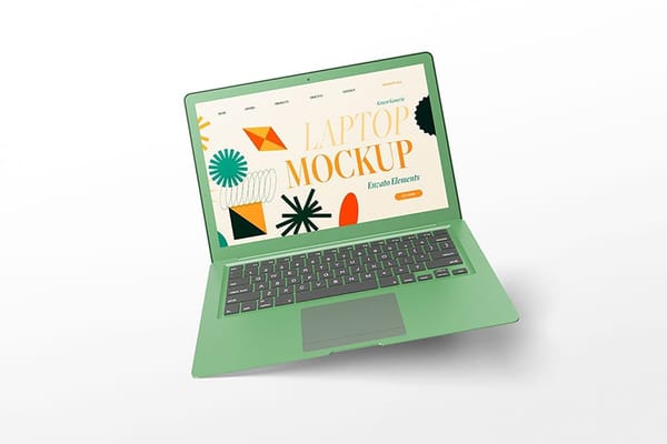 Tilt Green Laptop Generic Mockup