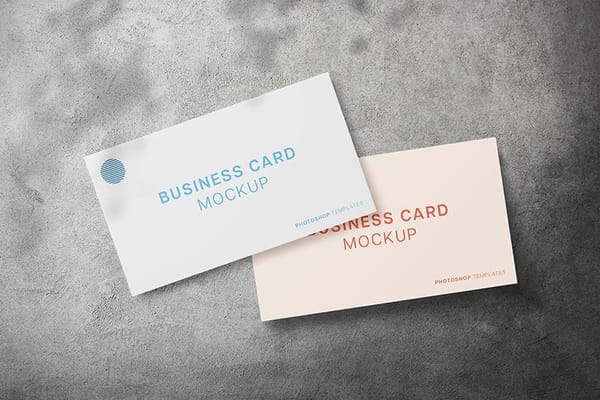 Photoshop Two Business Card On Rough Wall Background