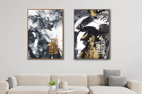 Photoshop Two Framed Poster Interior Mockup