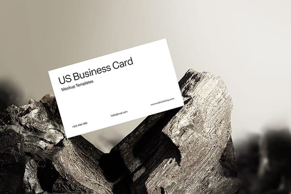 US Business Card Mockup on Stone with Photography Shot