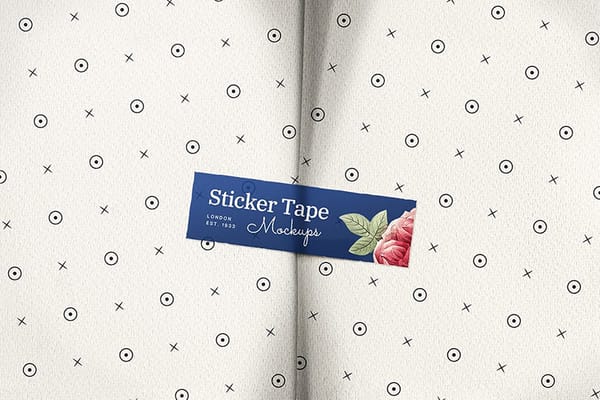 Photoshop Wrap Packaging Paper Sticker Tape Mockup