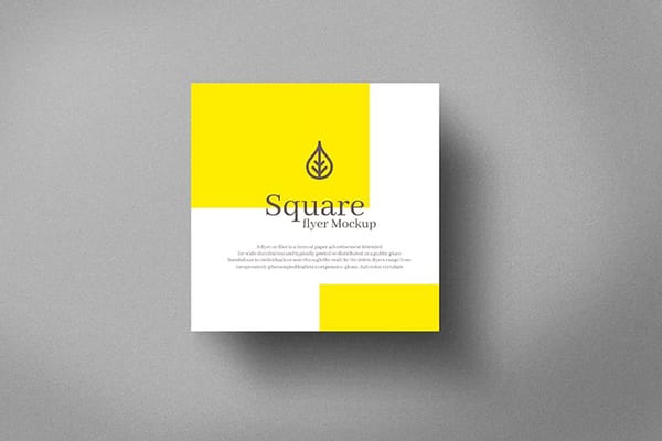 Photoshop Yellowhite Square Flyer Mockup with Shades of Shadow