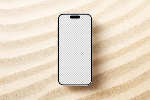 PNG iPhone Mockup on Textured Sand