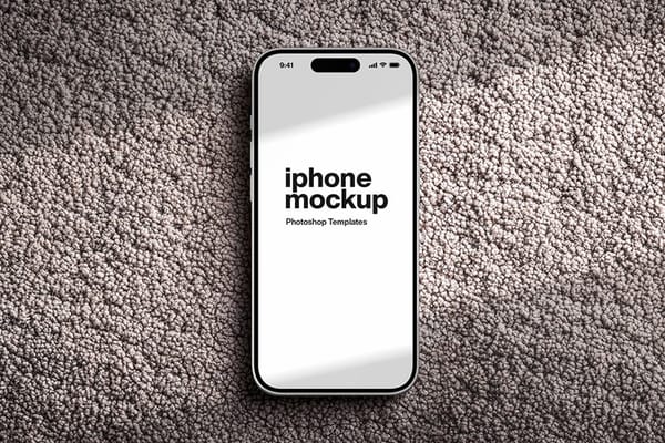 Photoshop iPhone 15 Pro mockup on carpet