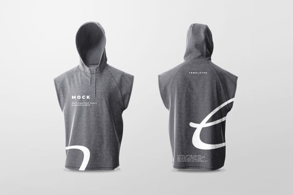 Photoshop Front and Back Male Vest Hood Mockup