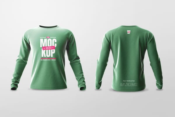 Front and Back Raglan Long Sleeve T-Shirt Mockup