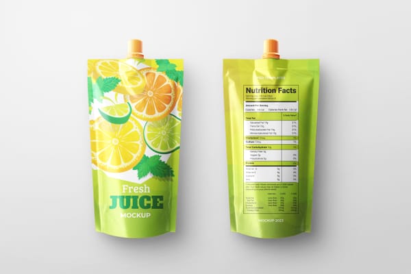 Photoshop Front and Back Spout Pouch Bag Mockup