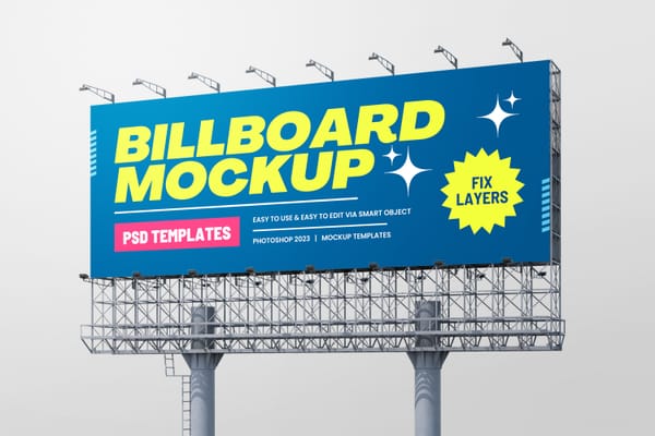 Photoshop Left View of Advertising Billboard Mockup