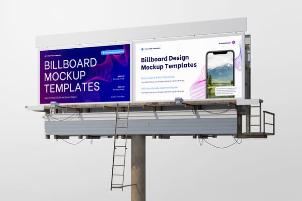 Photoshop Left View of Double Billboard Mockup