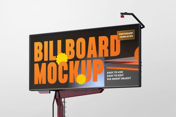 Photoshop Left View of High Billboard Mockup