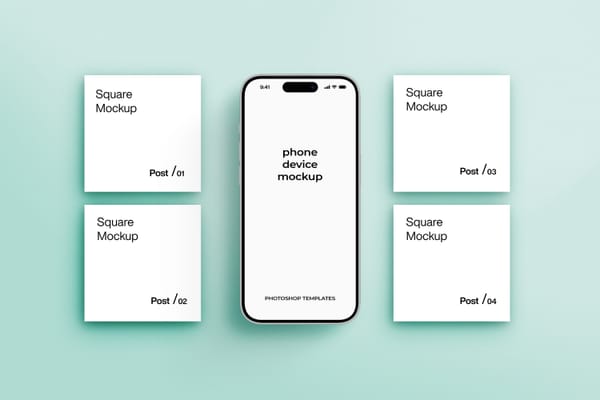 iPhone Mockup on Mint Background