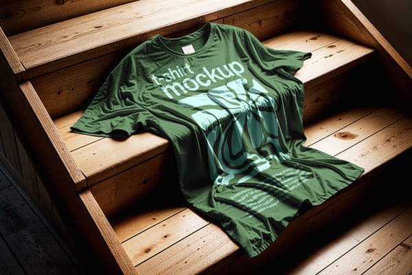 T-Shirt Mockup Lying on Stair