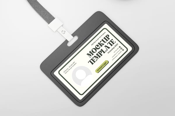 Photoshop Right View of Lanyard ID Card Mockup