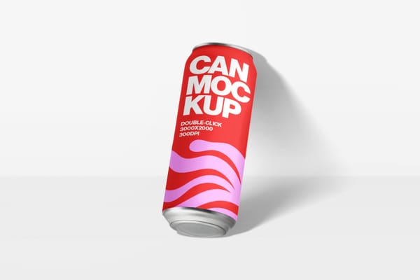 Photoshop Soda Can Mockup Leaning on Wall