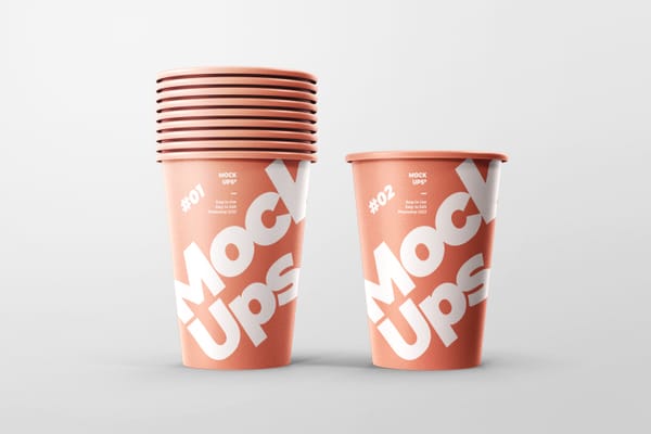 Photoshop Stacked Paper Cup Mockup