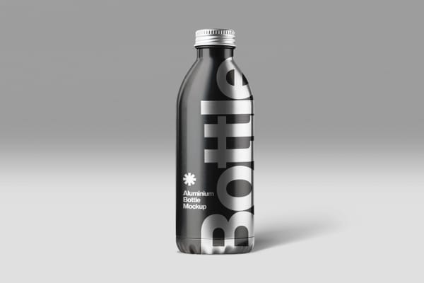 Photoshop Aluminium Bottle Mockup with Long Shadow