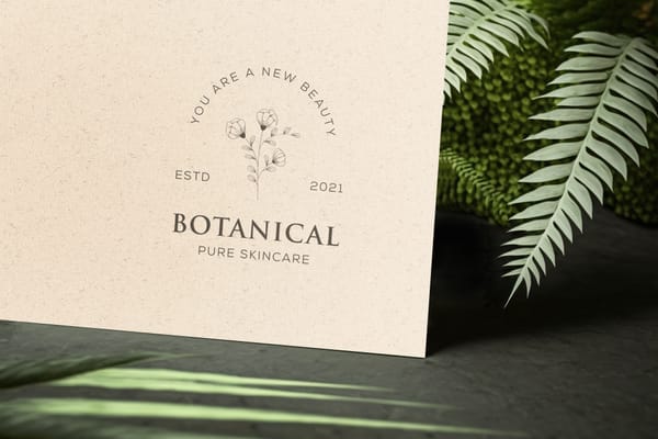 Botanical Realistic Paper Logo Mockup