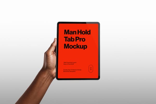 Photoshop Man Hold iPad Pro Mockup