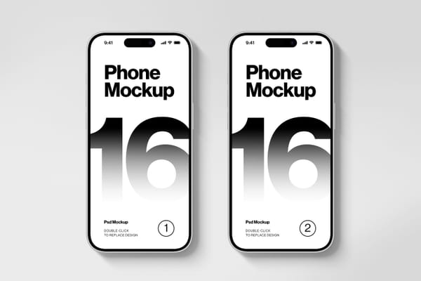 Photoshop Two Flatlay iPhone 16 Pro Mockup