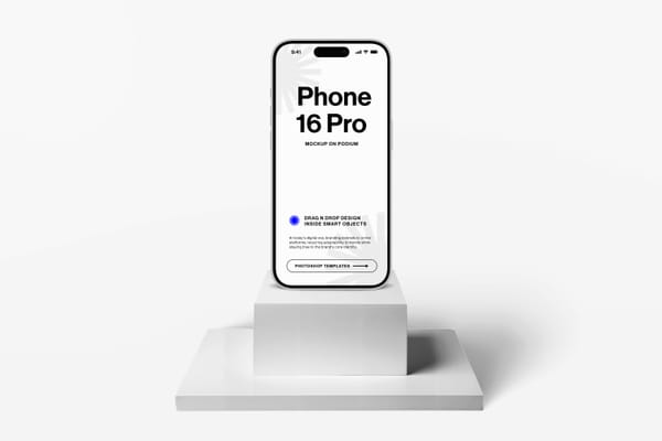 Photoshop iPhone 16 Pro Mockup on Podium