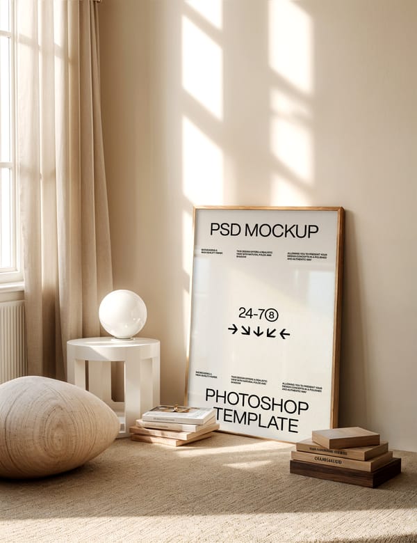 Photoshop Glass Reflection Poster Frame Mockup