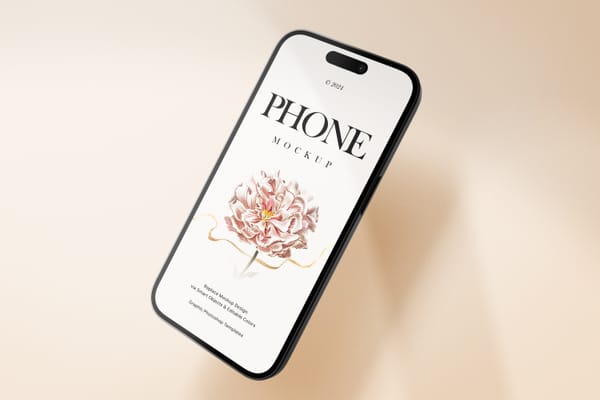 Floating Brand iPhone 15 Mockup with Realistic Shadow