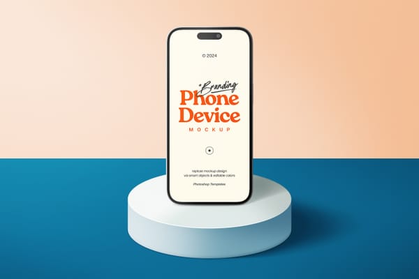 Branding iPhone 15 Device Mockup on Podium