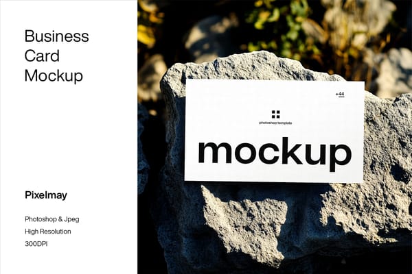 Business Card Mockup in Daylight on Stone