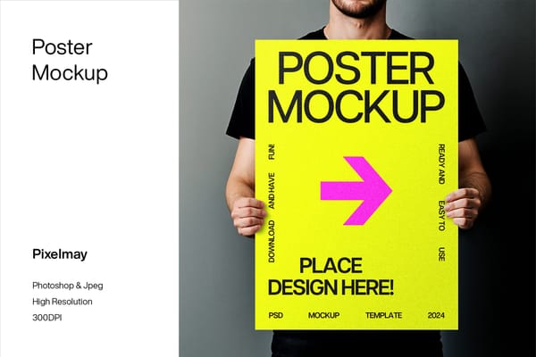 Poster Mockup Held by Man