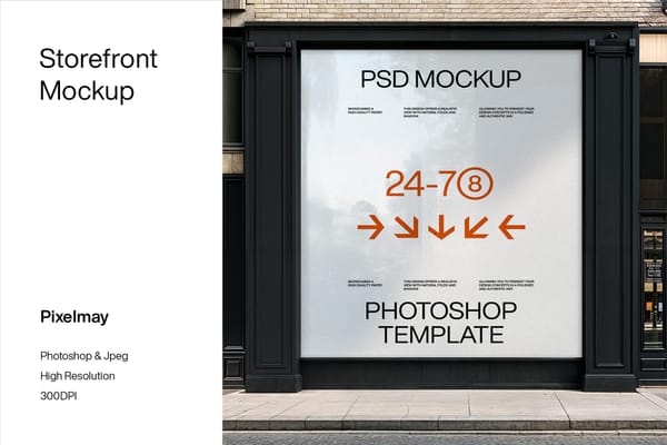 Storefront Glass Decal Mockup with Tree Reflection